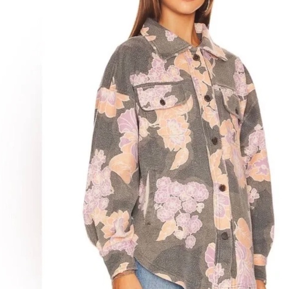 NEW NWT Free People Printed Floral Ruby Jacket Sweatshirt Cardigan Small - Picture 4 of 10